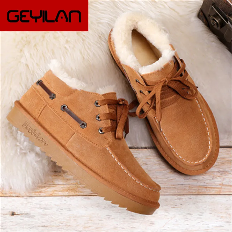

Men's Fashion Thick Plush Snow Boots High Quality Genuine Cow Suede Ankle Boots Male Winter Super Warm Lace-Up Booties Footwear