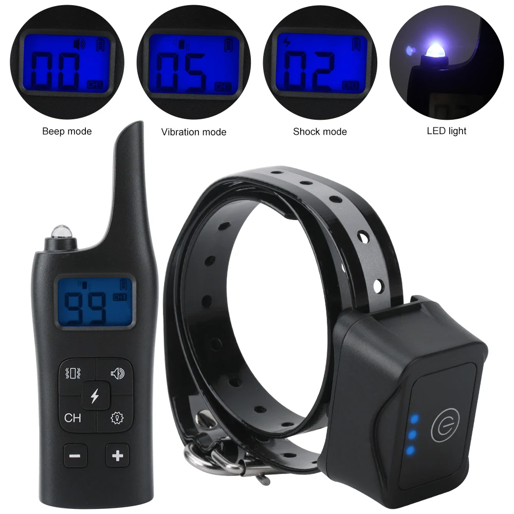 

800m Remote Control Waterproof Rechargeable Dog Training Collar Electric Shock Collar Adjustable Levels Dog Training Supplies