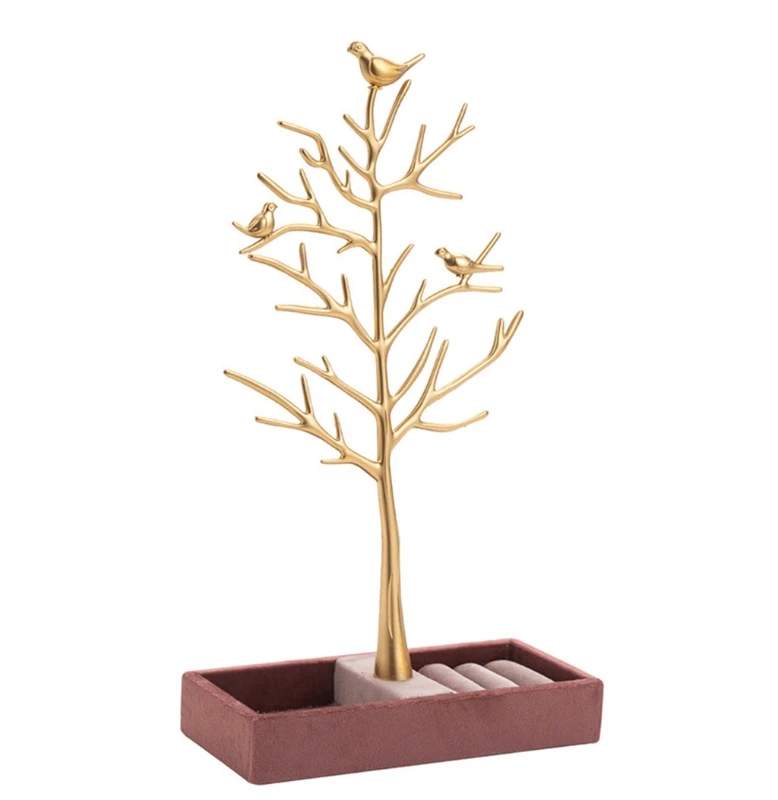 Earrings Ring Frame Jewelry Tree Storage Rack Resin Necklace Stand Jewelry Tower Tree Bird Tree Stand Frame Gold