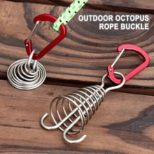 

Spiral Shaped Spring Octopus Deck Peg with Carabiner Hook Durable Rope Buckle Tent Hook Board Peg Camping Hiking Wholesale
