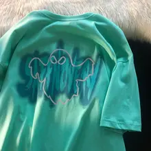 Camiseta de manga corta para hombre, Camiseta básica y2k con estampado de letras, holgada, de gran tamaño, ropa de calle que combina con todo, coreana, novedad de verano 2021