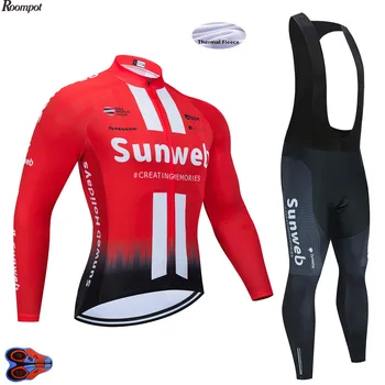 

2020 Team Sunweb Cycling Jersey Set Long Sleeve Bike Cycling Set Ropa Ciclismo Invierno Pro Red Bicycle Wear Bike Clothing 9D