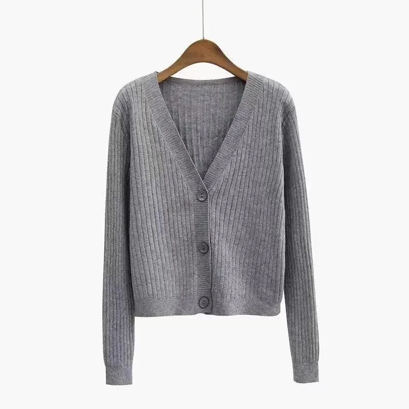 

Spring Autumn Newly Patchwork Women Cardigans 2021 Fashion Slim V-neck Ladies Knitted Sweater Long Sleeve Buttons Sweater