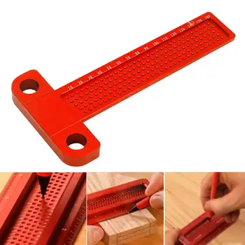 

Woodworking Scribe Mark Line Gauge Aluminum Alloy T-Type Ruler Carpentry Measuring Tool Holes Crossing Positioning Gauge