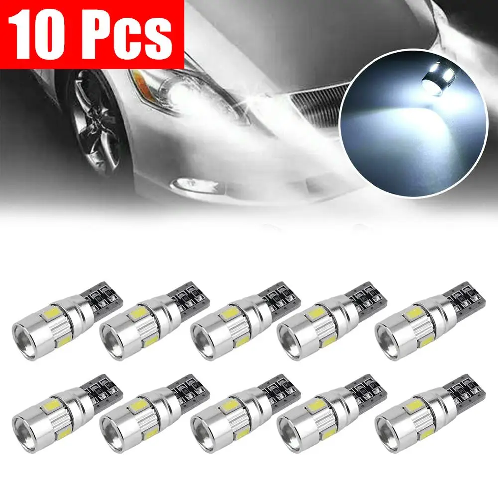 10 шт. 6SMD 5630 Светодиодный Canbus лампы ошибок T10 W5W белый 6000 К Автомобильный светодиодный лампы внутреннего освещения автомобильные лампы, источник парковки 12V