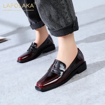 

Lapolaka 2020 New Hot Patent Leather Square Heels Summer Shoes Woman Pumps Slip On Spring/Autumn Retro Pumps Women Shoes