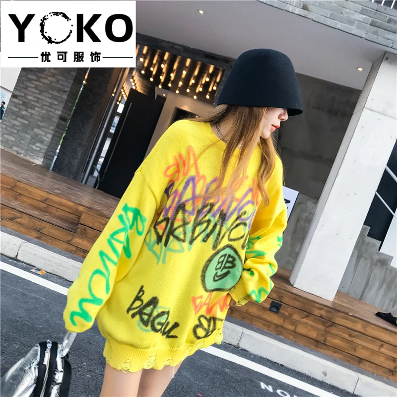 Женский свитер YOKO новинка осень-зима 2019 модный свободный в Корейском стиле с