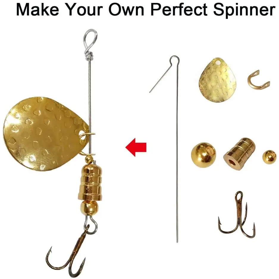 140pcs Fishing Spoon Rigs DIY Spinner Baits Assortment Shaft Spinner Blade  Clevis Treble Hooks Fishing Spinner Bait