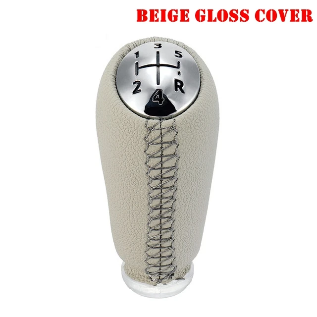 BEIGE GLOSS CAP 5 скоростей кожа MT ручка переключения рулевого механизма автомобиля палка для Renault Megane II MK2 Scenic 2 Clio 3 III MK3 головной шар черный серый бежевый - Название цвета: BEIGE GLOSS CAP