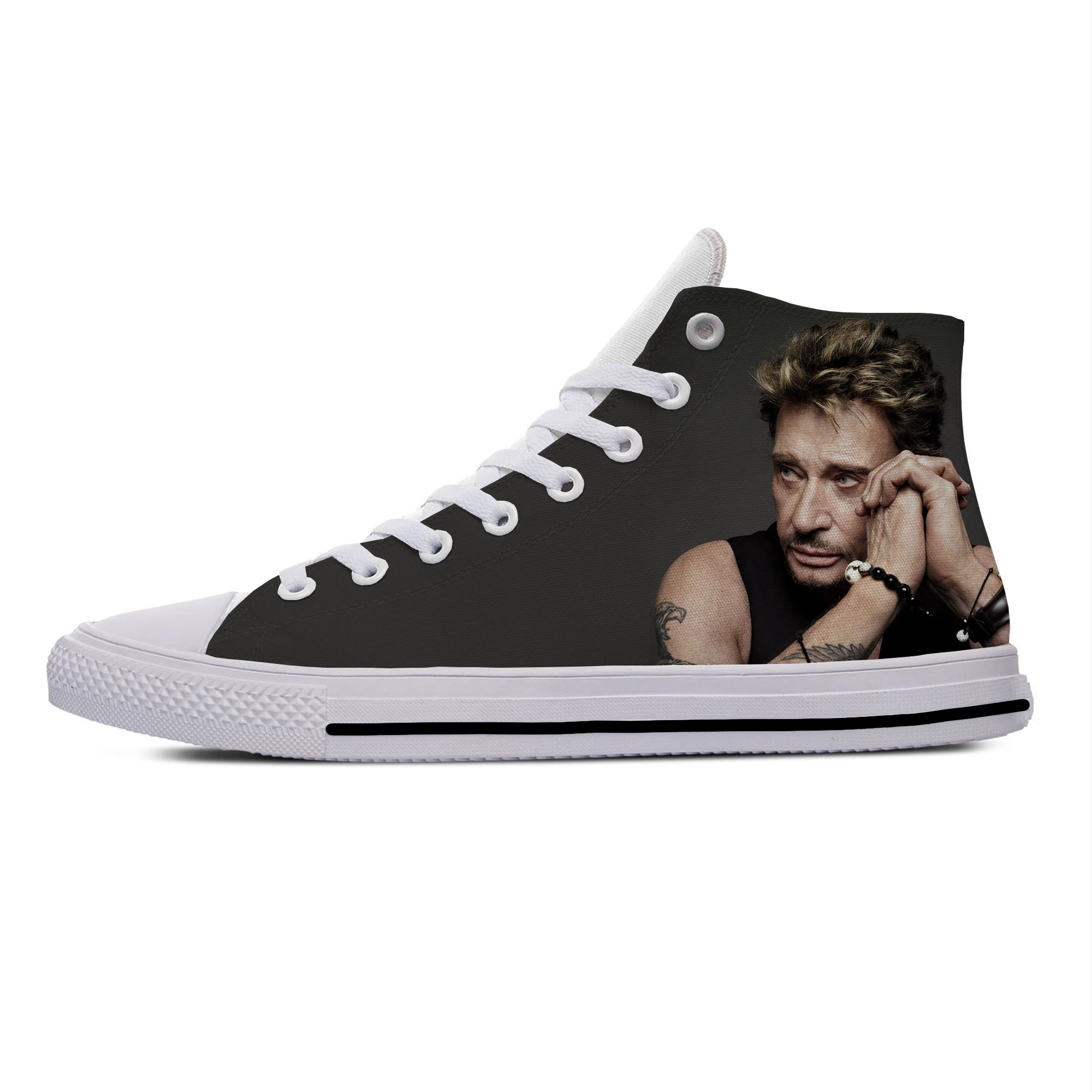 Vendedor Caliente Zapatos informales de Tela con estampado 3D para hombre y mujer, zapatillas de deporte masculinas, ligeras y transpirables, con estampado de estrella de Rock Johnny Hallyday aVjW8Wzjn