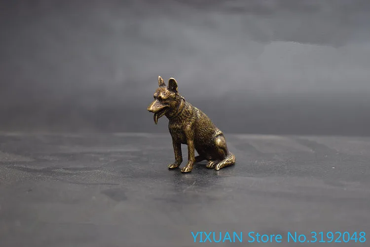 Fine antique bronze carving (wolf dog) pocket trinkets | Дом и сад