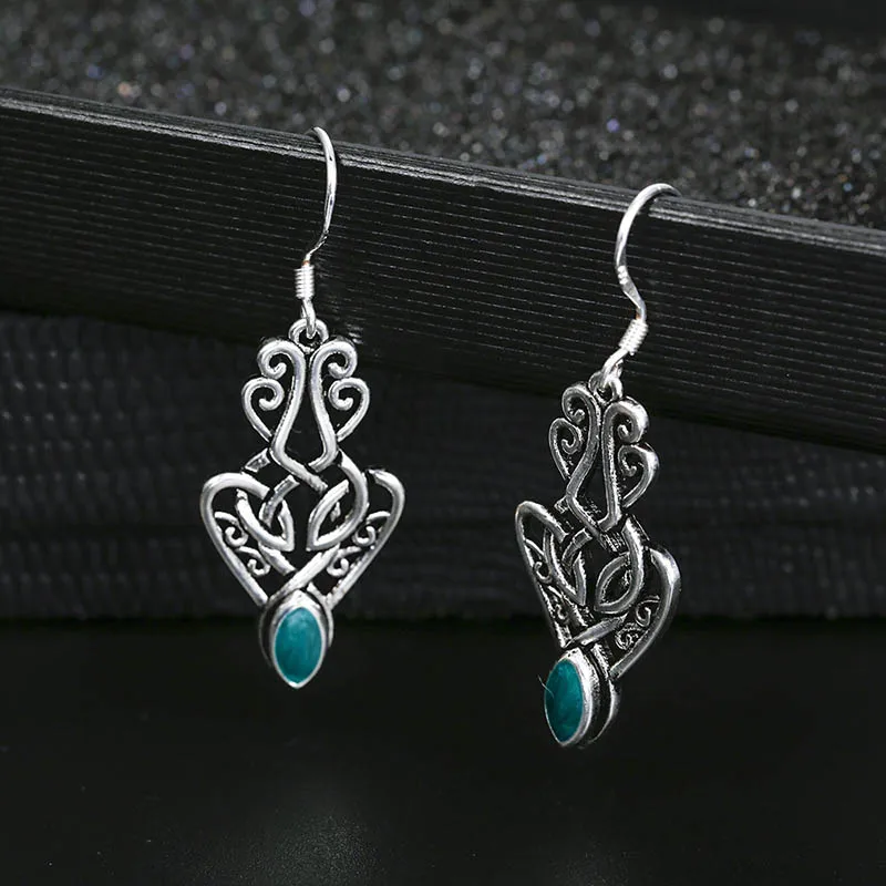 Bague Ringen винтажная Капля воды в форме изумруда серьги для женщин Выдолбленные Серебряные 925 ювелирные изделия юбилейные вечерние серьги