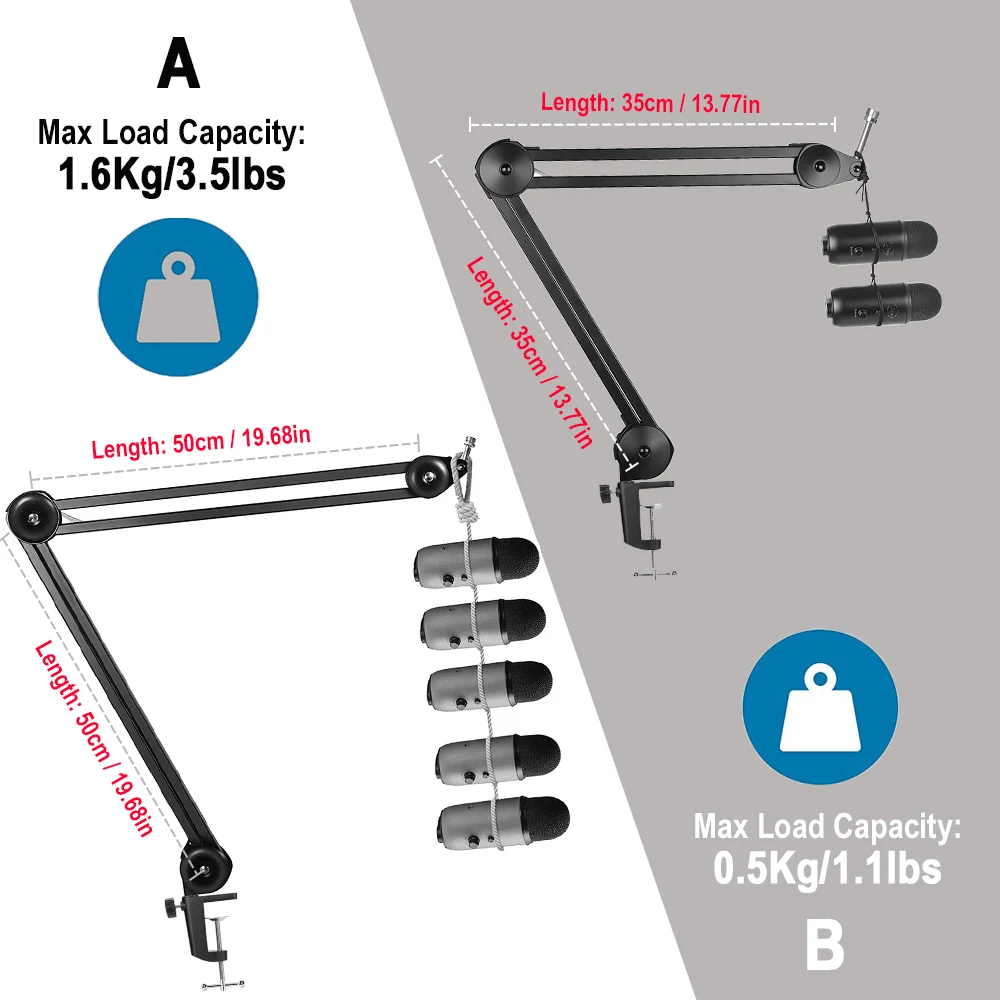 Pantograph Microphone Stand Adjustable Suspension Mic Arm Holder Pop Filter for Blue Yeti HyperX microphone stand