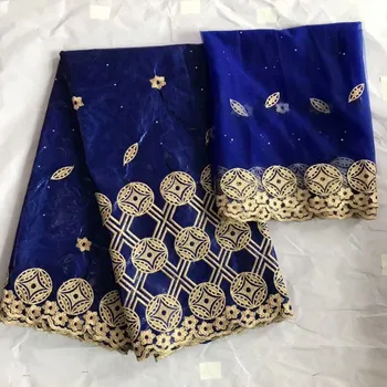 

2019 New arrival Stone african Bazin riche fabric with embroidery lace / bazin riche dress material Nigerian KY102723