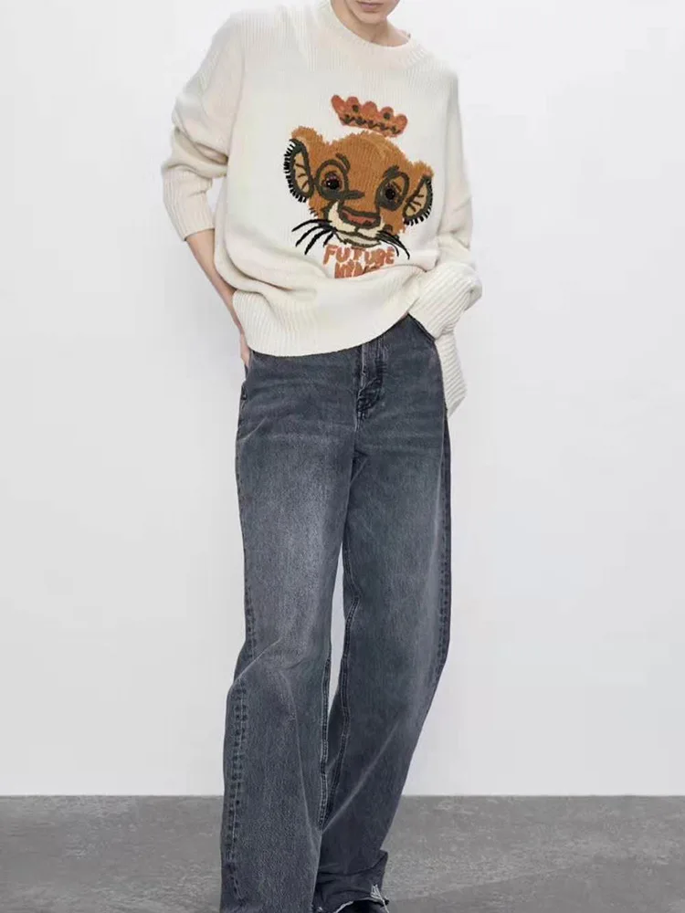 

Overplus of Goods Exported to Europe And US Women's 2019 Autumn And Winter New Products Cartoon Pattern Crew Neck Long-sleeve Kn