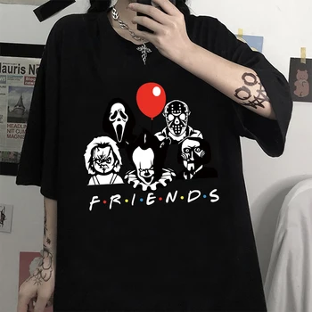 

2020 Horror Friends Pennywise Michael Myers Jason Halloween Women T-Shirt Top T Shirt Camiseta