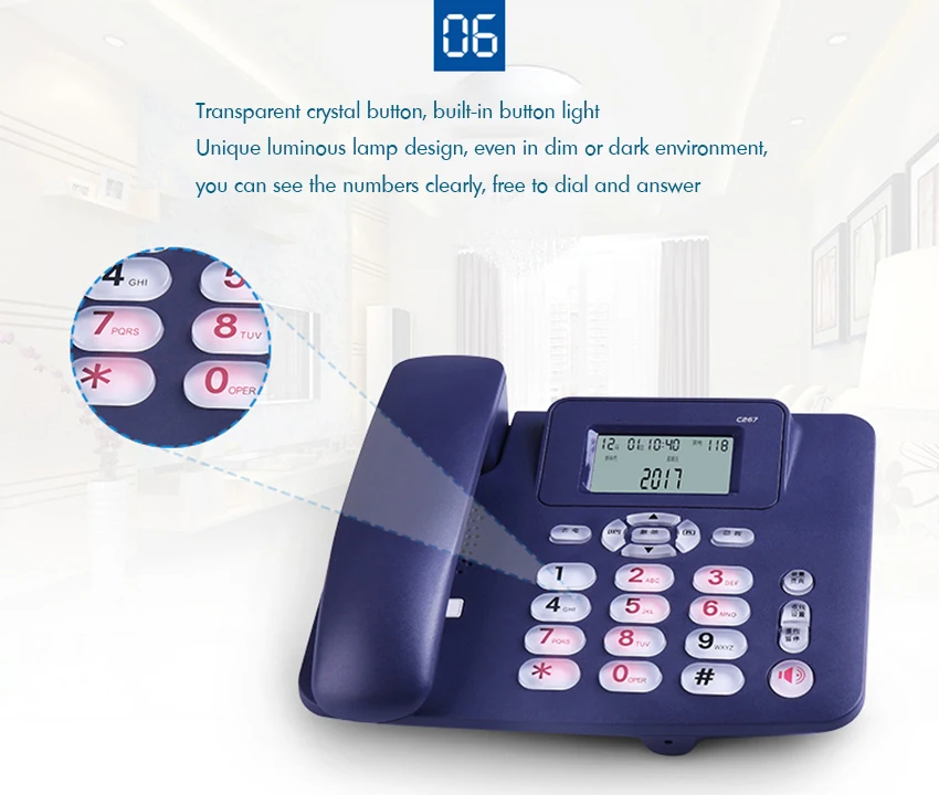 Проводной стационарный телефон с динамиком, клавишей R, кнопочный светильник, Регулируемая яркость, двухпортовый проводной телефон для домашнего офиса