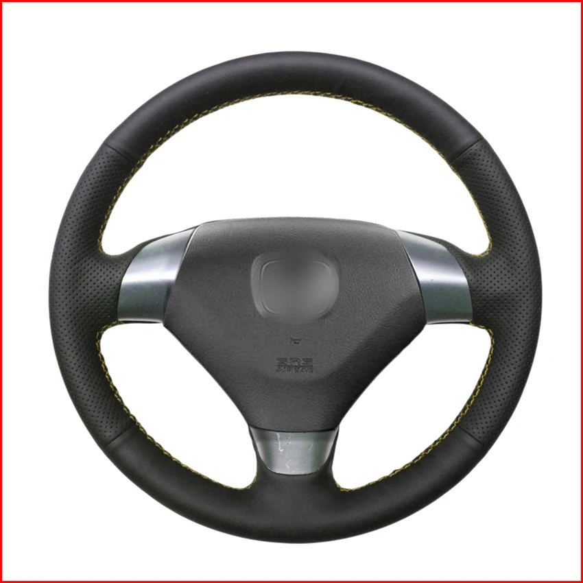 Mewant Black Genuine Leather Car Steering Wheel Cover For Honda Accord
