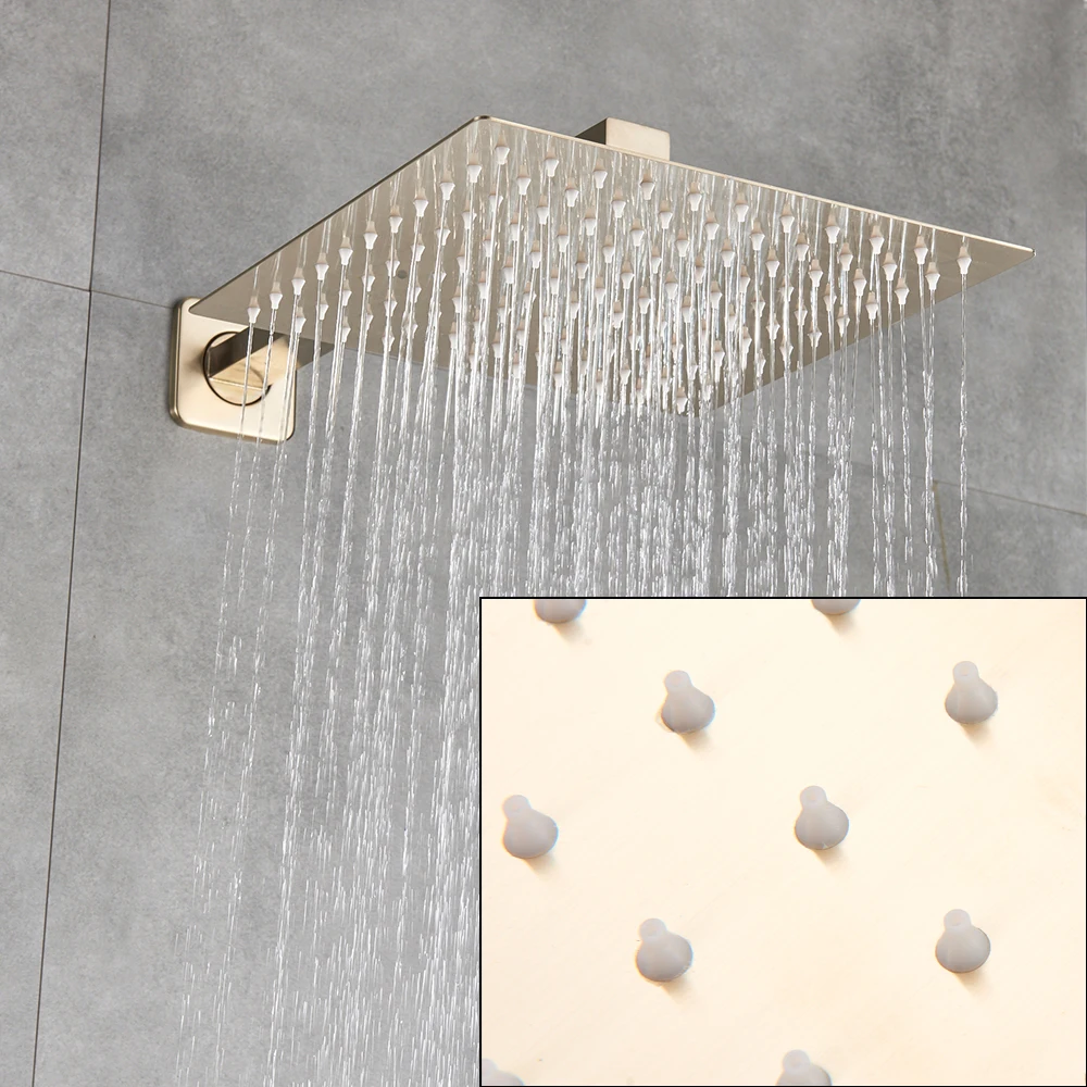 Brushed Gold Bathroom Shower Set Rainfall Shower Head Single Handle Faucet Wall Mounted Bath Mixer Water Set bathroom shower faucet set