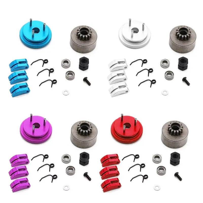 

New 14T Gear Flywheel Assembly 1/8 RC Car Bearing Clutch Bell Shoes Nut Springs Set