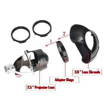 

2PCS Projector Lens Adapter Ring Centric Rings For Install 2.5'' projector lens to 3.0'' Shrouds Black Headlight Retrofit