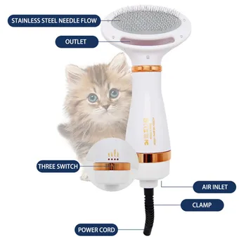 

Pet Hair Dryer Portable Quiet 2 in 1 Pet Grooming Hair Dryer Blower with Slicker Brush Dog Comb Pet Hair Dryer Comb