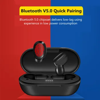 

TWS Bluetooth Earphone HD Stereo Wireless Headphones Noise Cancelling Fingerprint Touch waterpro HiFi Mic Gaming Headset Earbuds
