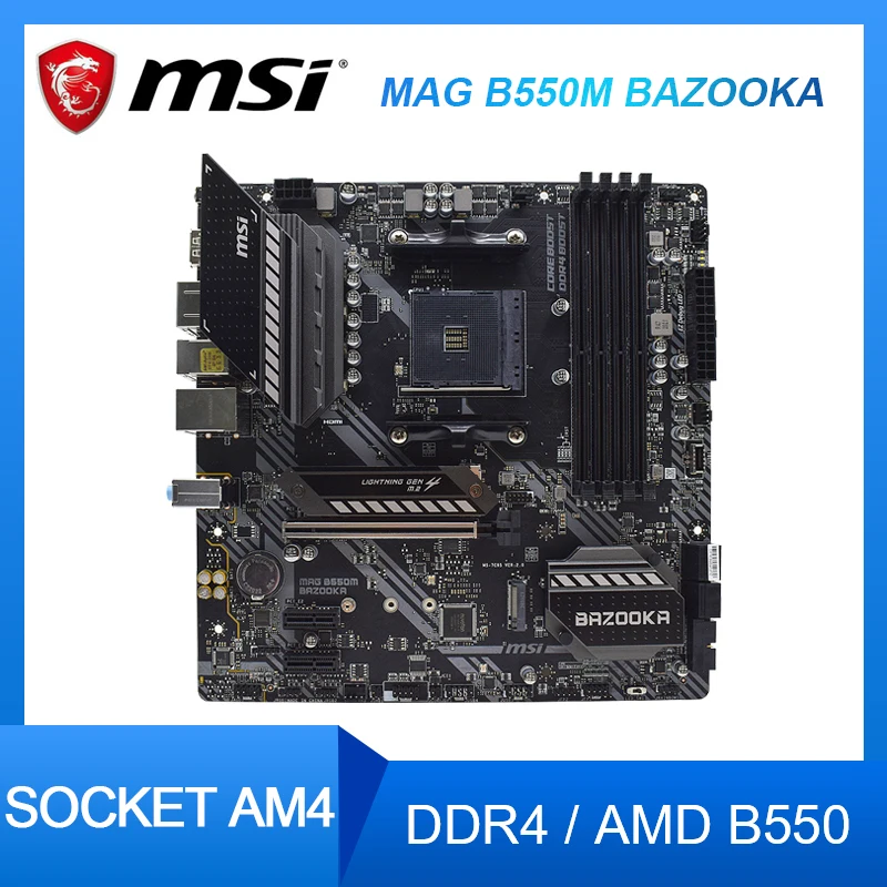  Материнская плата MSI MAG B550M BAZOOKA для настольного ПК, разъем AM4 DDR4 AMD B550 PCI-E 4,0 M.2, поддержка RYZEN 3 5300G Micro ATX, материнская плата 
