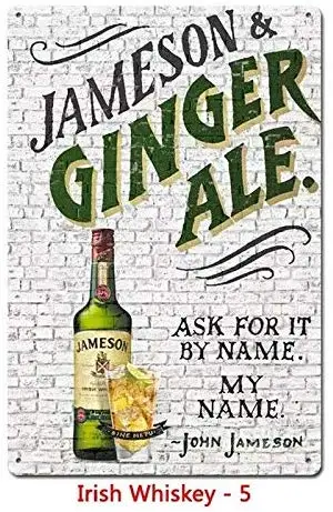 scsafsvvcv Vintage Custom Metal Signs - Jameso Ginger ale Chic Art Wall Decort Home Yard Bar Hotel Cafe Pub restauran |