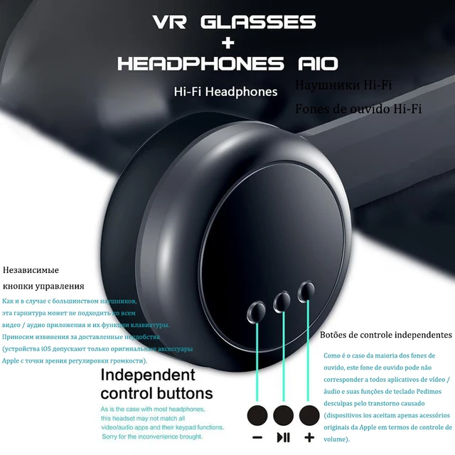 Virtual Reality 3D VR Glasses Headset Smart Helmet for Smartphones Mobile Phone Lenses with Headphone Controller Viar Binoculars 4