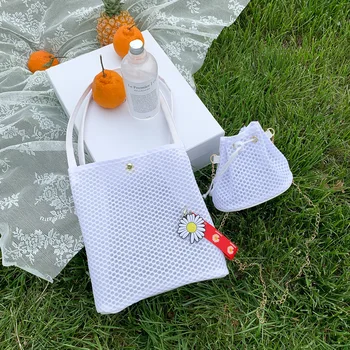 

ins mesh net bag female bag summer hollow bag forest beach bun mother bag small daisy womens handbags and purses