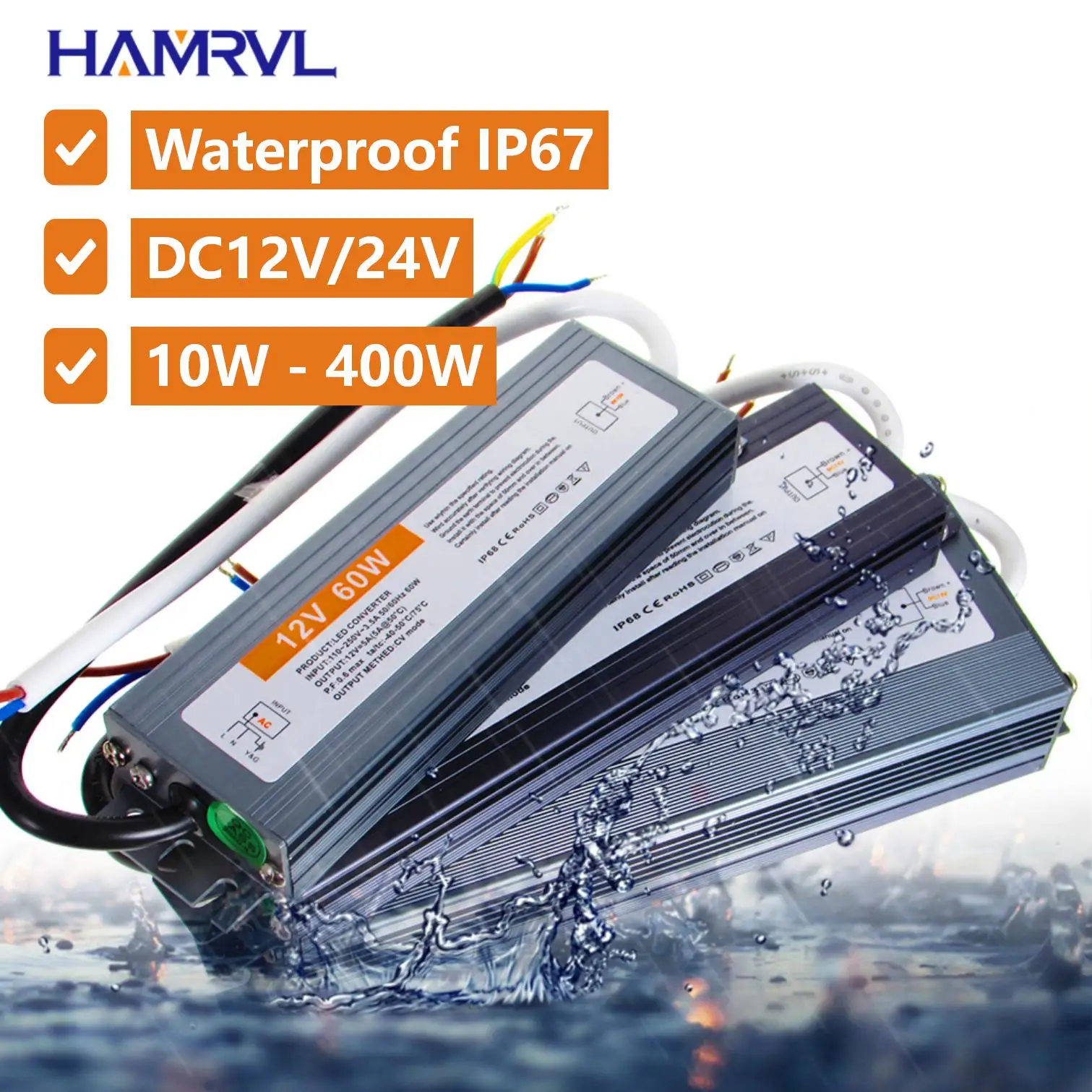 Водонепроницаемый трансформаторы AC 220V DC/DC 12 V 24V светодиодный драйвер Мощность