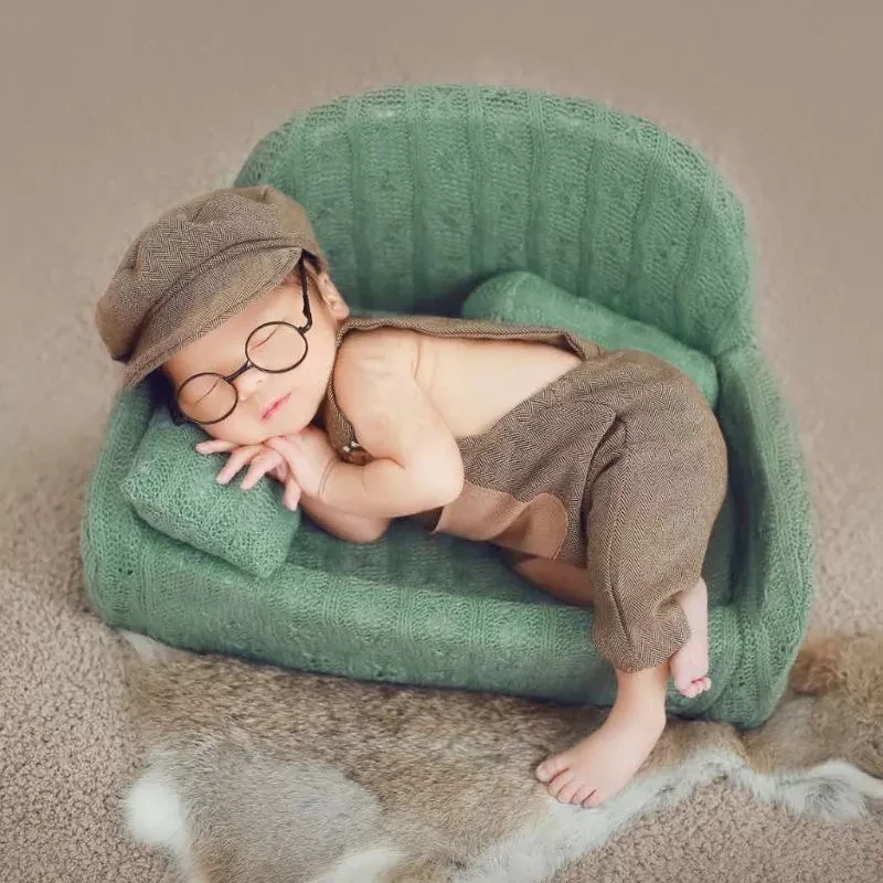 4 Pcs/set Baby Chair Newborn Photography Props Baby Posing Sofa Pillow Set Chair Decoration Infant Photo Shooting Accessories baby photography accessories retro wood chip woven basket newborn photo props bucket natural rattan container posing chair sofa