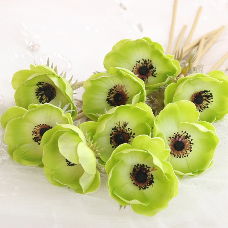 JAROWN Real Touch Artificial PU Anemone Flowers Silk Flores Artificiales Wedding Holding Fake Flowers Home Garden Decorative Wreath (71)