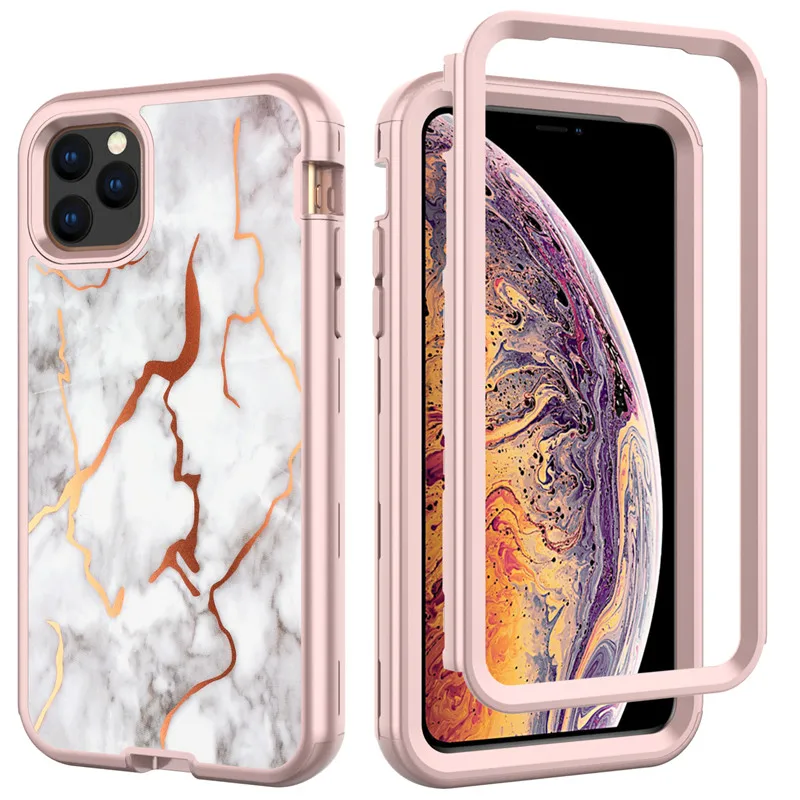 iPhone 11Promax 360 Front&ampBack Protection Case Shining Glitter Electroplate Geometric Marble Rose Flower Silicon TPU Shockproof |