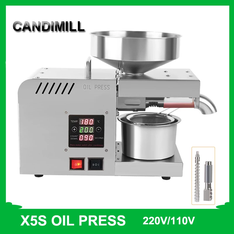 CANDIMILL X5S Automatic Oil Press Commercial Home FLaxseed Extractor Stainless Steel Hot and Cold Oil Extraction Machine