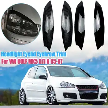 

pair CarbonLook Headlights Eyebrow Eyelids Chrome Trim Cover For Volkswagen For VW GOLF MK5 GTI R 2005 2006 2007 Car Styling