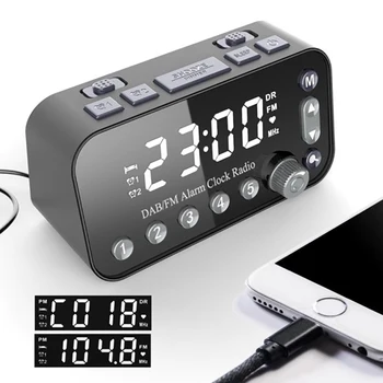 

Adjustable Digital Alarm Clock DAB & FM Alarm Clock Radio Dual USB Charging Port LCD Backlight Sleep Timer for Office Bedroom