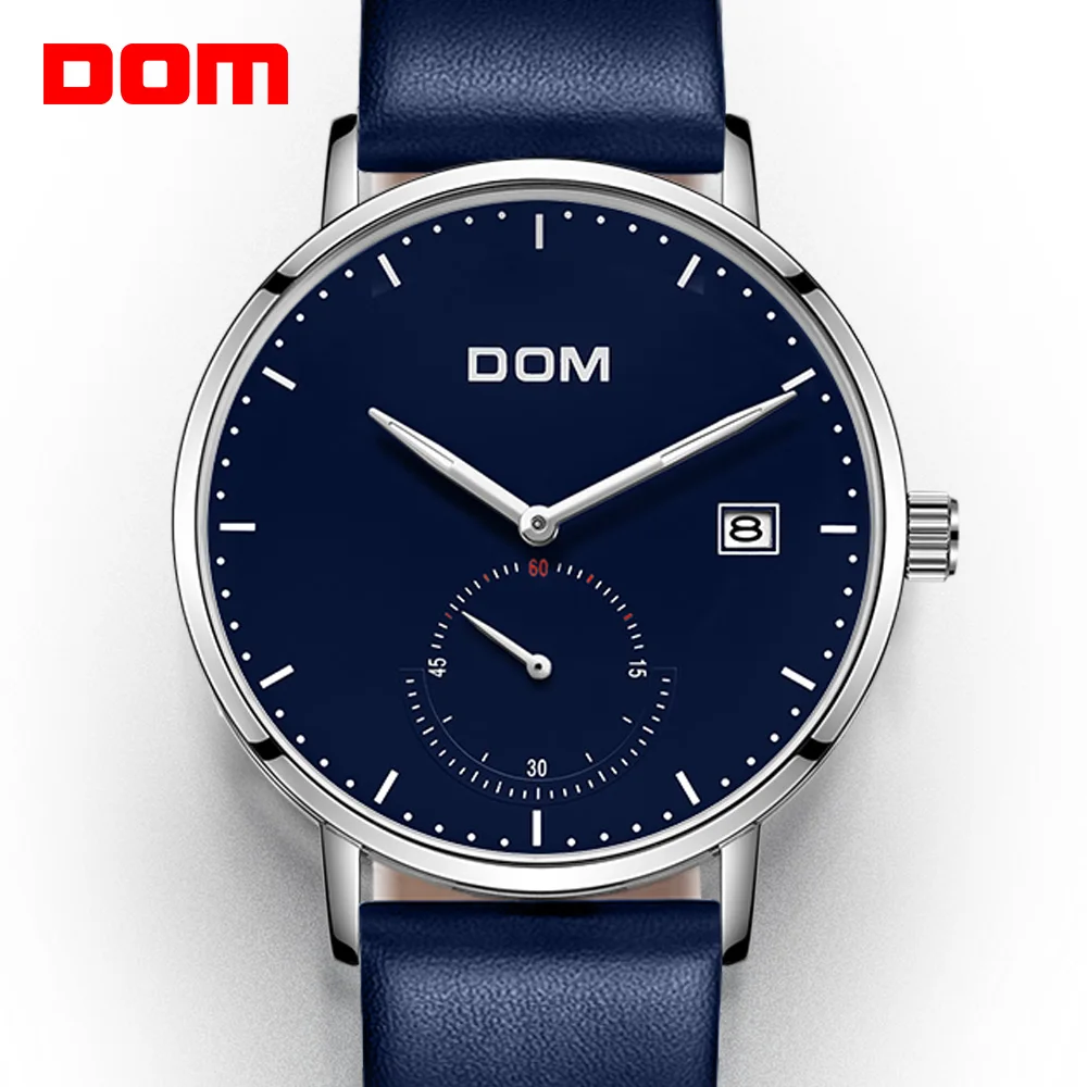 

DOM Brand Blue Color Luxury Business Men Watch Waterproof Unique Fashion Casual Quartz Male Dress Clock Watches relogio M-307