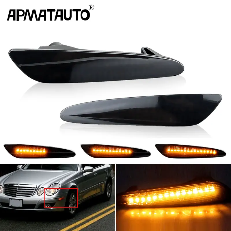 2pcs Amber Full Led Bumper Side Marker Light For 20032006 Mercedes