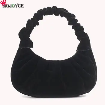

Youth Ladies Simple Versatile Bag Women Suede Shoulder Totes Bag Solid Color Travel Handbag Dumpling Pleated Purse