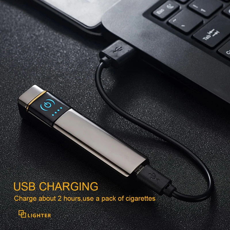 Новый маленький сенсорный зондирования Зажигалка USB зарядка ветрозащитная