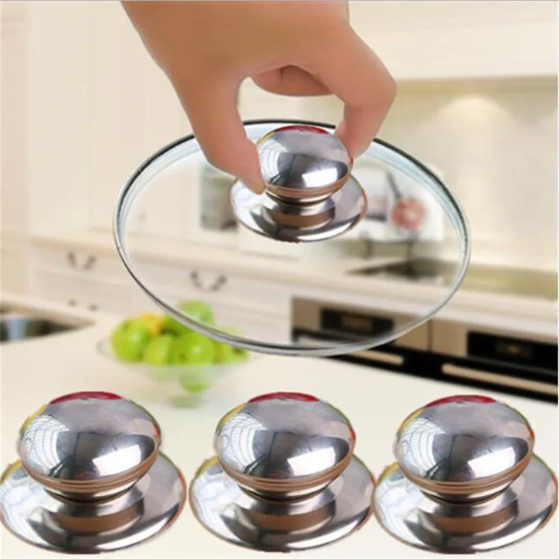 Pot Lid Handle Pot Lid Knob Material Heat-Resistant Pot Pan Lids Knob Lifting Handle Black and Silver Home Kitchen Cookware Replacement Parts