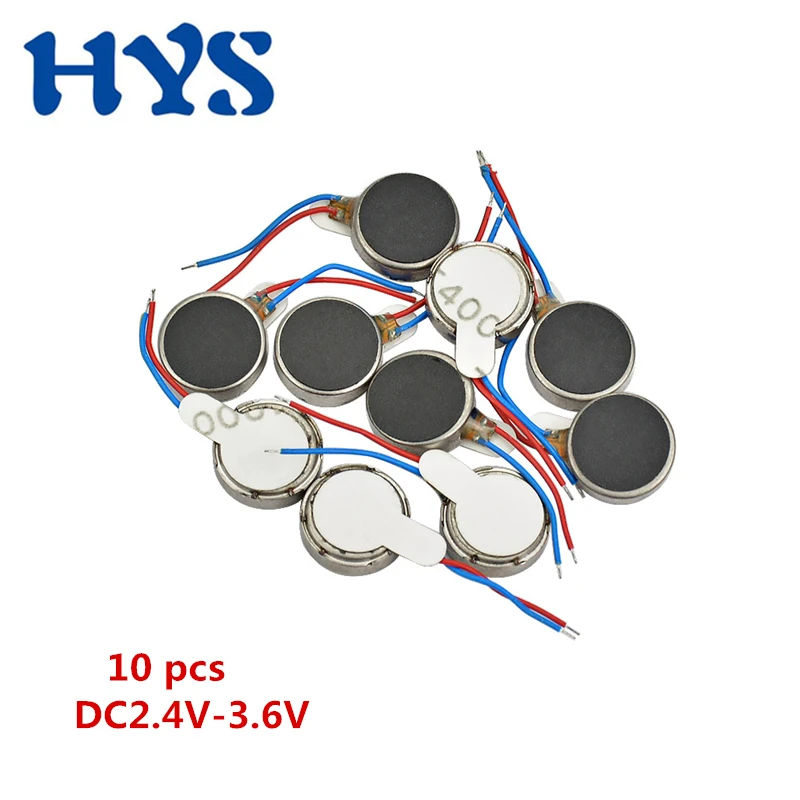 

HYS 10pcs Micro Motor DC3V 60mA Vibration Motors DC2.4-3.6V volt 1030 Flat Vibrating Moteur Button Motors For Phone Coin