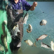 

High Quality Three-layer Gillnet Nylon Green Wire Fishing Net With Floating River Fish Trap 1.5 Meters High And 100 Meters Long