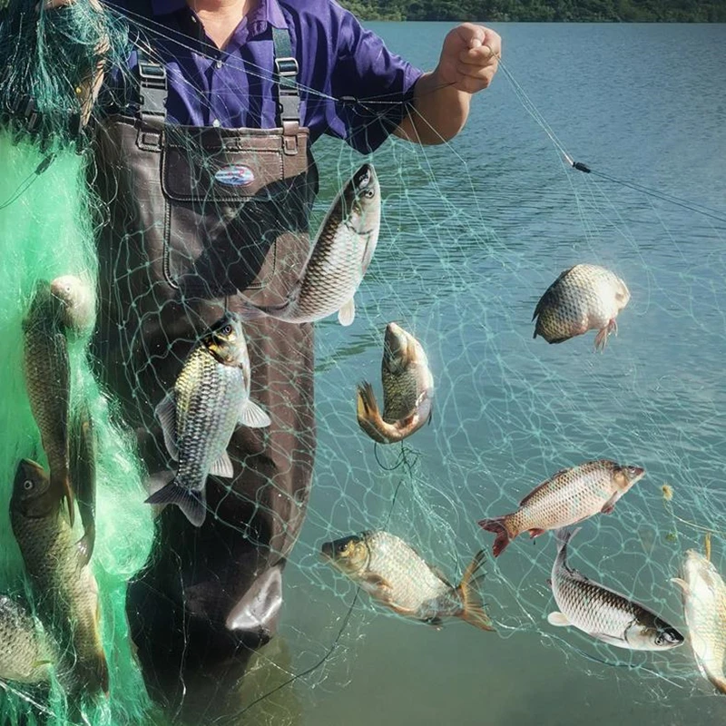 Red de pesca de alambre verde de nailon de tres capas de alta