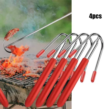 

4pc Roasting Stick Kid Friendly Campfires Skewers for Roasting Marshmallows Hotdogs Outdoor Camping Barbecue Cooking Accessories