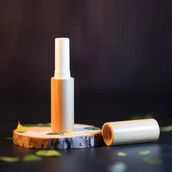 

Bamboo DIY Empty Lipstick Bottle Lip Tube Eco-friendly Containers with Cap Cosmetic Box Refillable Bottle