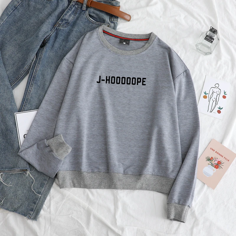 В стиле группы Bangtan Boys Kpop толстовки повседневные Модные J-HOOOOOPE с принтом зимние женские мужские с длинным рукавом хип хоп пуловер Толстовка уличная