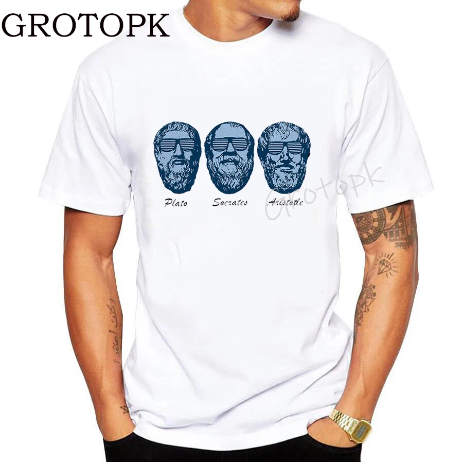 

Tops Cool T Shirt Socrates Plato Aristotle T SHIRT Greek Philosophy Geek Sigmund Freud Funny Tee O-Neck Hip Hop T Shirt Homme